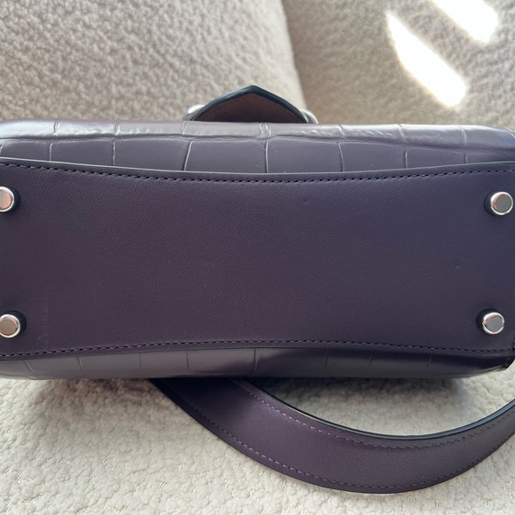 Coach Morgan Top Handle Satchel Amethyst Purple Croc Embossed Leather Crossbody - Picture 5 of 10